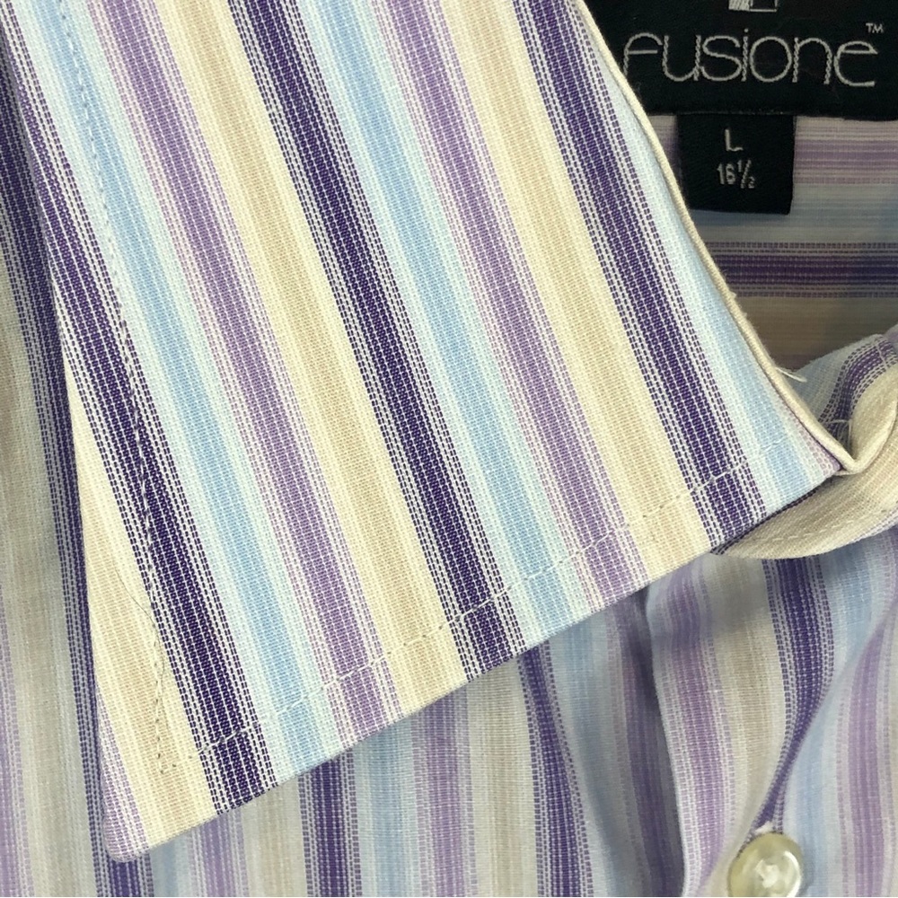 Fusione Purlple Strip Dress Shirt - Picture 5 of 16